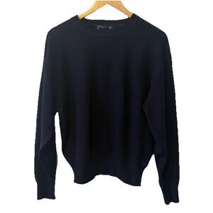 Vintage 90s Faconnable Men’s Small Navy Merino Wool Sweater Crewneck Hong Kong